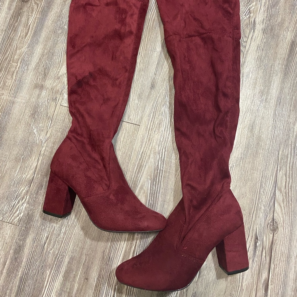(Sold)Over the knee suede boots